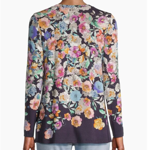 Johnny Was Fall Dance Favorite Long Sleeve Crewneck Swing Tee Top Multi L - Picture 5 of 15